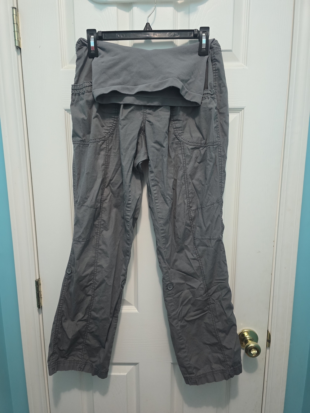 Two Hearts Maternity Pants Convert To Capri in Charcoal Gray